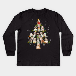 Cute Shih Tzu Christmas Tree Xmas Gift Kids Long Sleeve T-Shirt